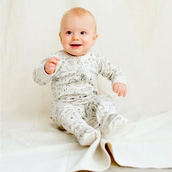 Goumi Bamboo & Organic Cotton Vintage Inspired Zippered Playsuit |Size 3-6 mth - Picture 1 of 12